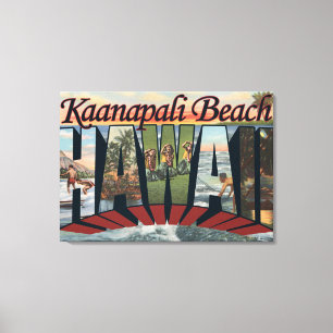 Kaanapali Beach, Hawaii - grote letterscènes Canvas Afdruk