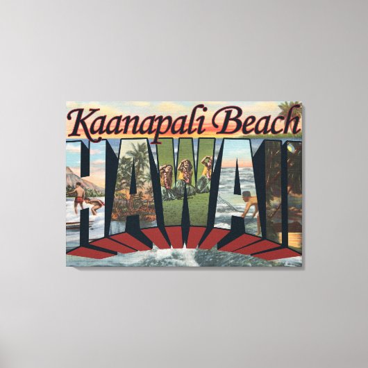 Kaanapali Beach, Hawaii - grote letterscènes Canvas Afdruk (Voorkant)