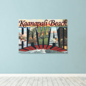 Kaanapali Beach, Hawaii - grote letterscènes Canvas Afdruk (Insitu (Houten vloer))