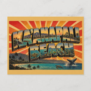 Kaanapali Beach Hawaii Witte Zand Koraalrif Kunst Briefkaart