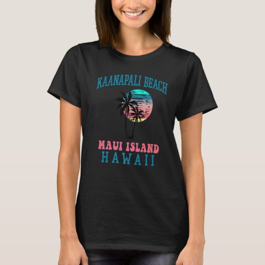 Kaanapali Beach Maui Hawaii Beach Palm Trees Summe T-shirt (Voorkant)