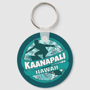 Kaanapali Hawaii blauwgroen surfer logo sleutelhan Sleutelhanger
