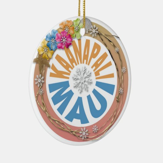 Kaanapali Maui Hawaii hibiscus vakantieornament Keramisch Ornament (Rechts)