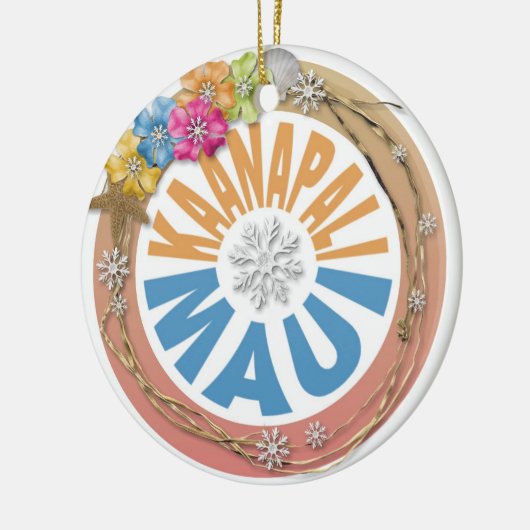 Kaanapali Maui Hawaii hibiscus vakantieornament Keramisch Ornament (Links)