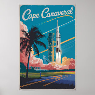 Kaap Canaveral Florida Illustratie Reis Kunst Poster