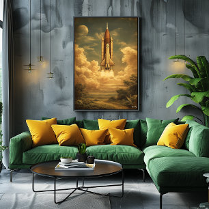 Kaap Canaveral-raket – Mid-Century Retro Ruimte Poster
