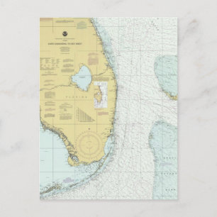 Kaap Canaveral to Key West Nautical Chart Briefkaa Briefkaart