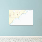 Kaap Hatteras naar Charleston Nautische Grafiek 11 Canvas Afdruk (Insitu (Houten vloer))