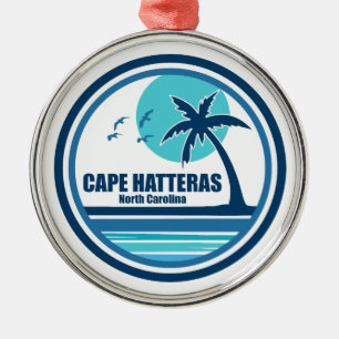 Kaap Hatteras North Carolina Palmboom Vogels Metalen Ornament