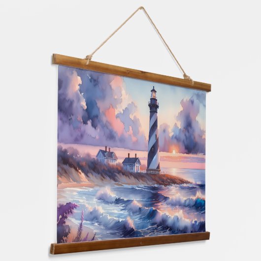 Kaap Hatteras vuurtoren bij Sunset Coastline Hangend Wandkleed (Gebogen)