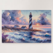 Kaap Hatteras vuurtoren bij Sunset Coastline Legpuzzel (Horizontaal)