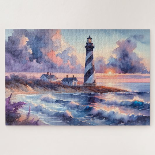 Kaap Hatteras vuurtoren bij Sunset Coastline Legpuzzel (Horizontaal)