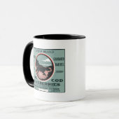 Kaap Kabeljauw-aanwijzer Brand Cranberry Label Mok (Voorkant links)