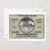 Kaap Kabeljauw Battleship Brand Cranberry Label Briefkaart (Voorkant / Achterkant)