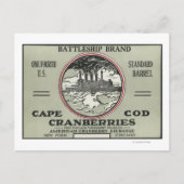 Kaap Kabeljauw Battleship Brand Cranberry Label Briefkaart (Voorkant)