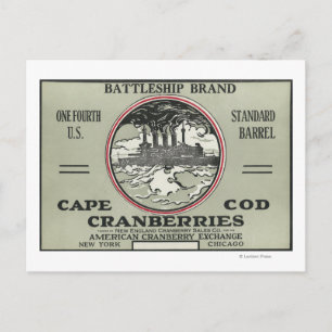 Kaap Kabeljauw Battleship Brand Cranberry Label Briefkaart