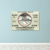 Kaap Kabeljauw Battleship Brand Cranberry Label Canvas Afdruk (Insitu (Houten vloer))