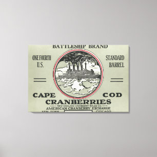 Kaap Kabeljauw Battleship Brand Cranberry Label Canvas Afdruk