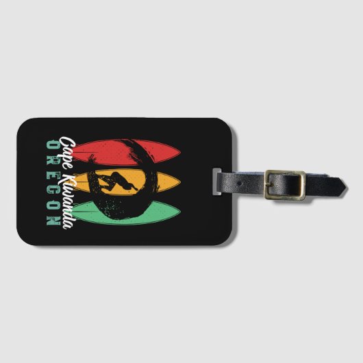 Kaap Kiwanda Oregon Beach Retro Surfing Bagagelabel (Voorkant (horizontaal))