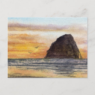 Kaap Kiwanda Oregon Coast Zonsondergang Aquarel Sc Briefkaart