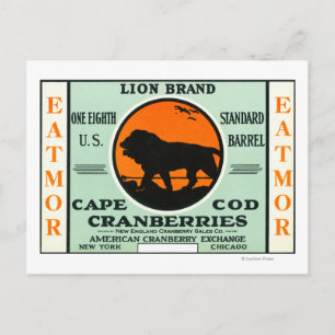 Kaap Lion Eatmor Cranberries Brand Etiket Briefkaart