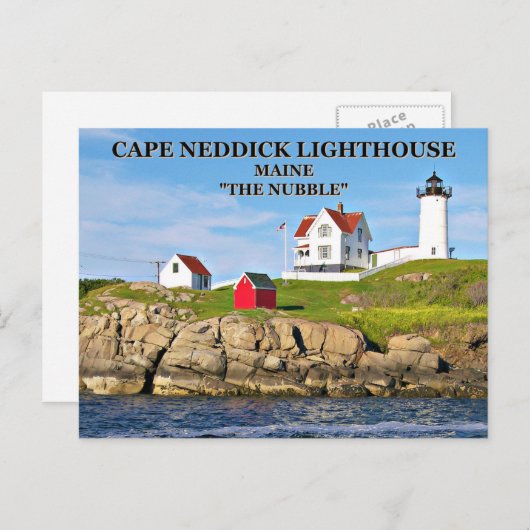 Kaap Neddick Light "the Nubble", Maine briefkaart (Voorkant / Achterkant)