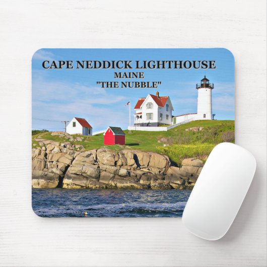 Kaap Neddick Light "the Nubble", Maine mousepad Muismat (Met muis)