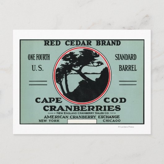 Kaap rode cedar Brand Cranberry Label Briefkaart (Voorkant)