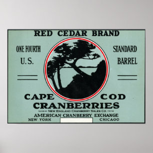 Kaap rode cedar Brand Cranberry Label Poster