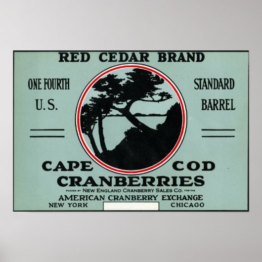 Kaap rode cedar Brand Cranberry Label Poster (Voorkant)
