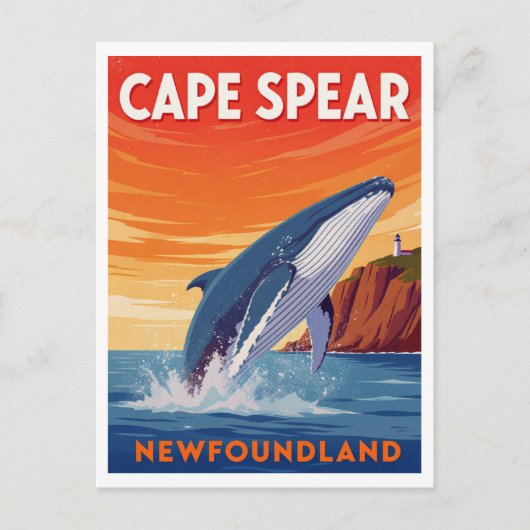 Kaap Spear Newfoundland Springende Walvis Briefkaart (Voorkant)