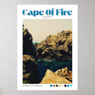 Kaap van Vuur strand kust Jijel, Algerije Poster
