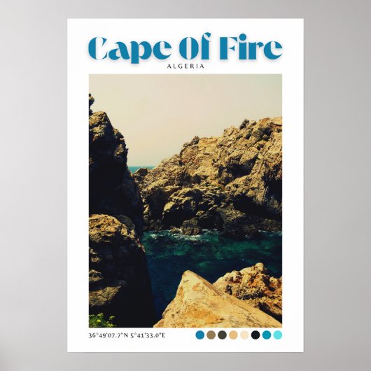 Kaap van Vuur strand kust Jijel, Algerije Poster (Voorkant)