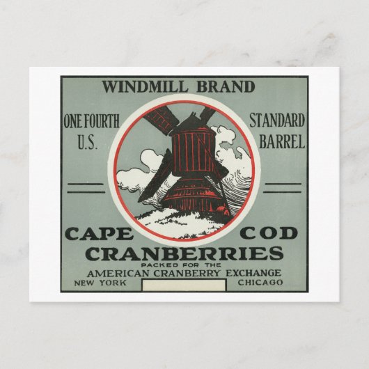 Kaap Windmill Merk Cranberry Label Briefkaart (Voorkant)