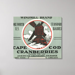 Kaap Windmill Merk Cranberry Label Canvas Afdruk