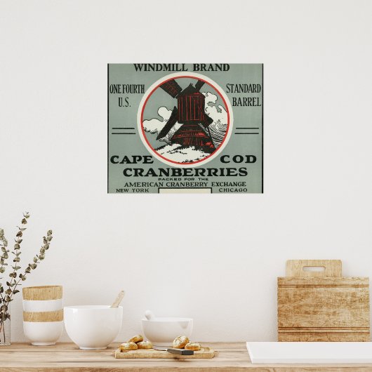 Kaap Windmill Merk Cranberry Label Poster (Keuken)