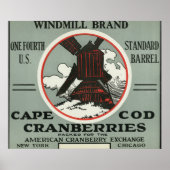 Kaap Windmill Merk Cranberry Label Poster (Voorkant)