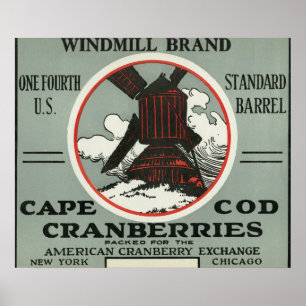 Kaap Windmill Merk Cranberry Label Poster