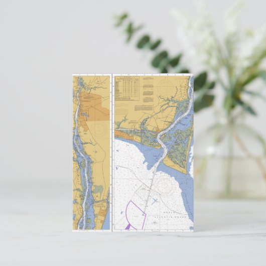 Kaapfeaar, NC Nautical Chart Briefkaart (Staand voorkant)