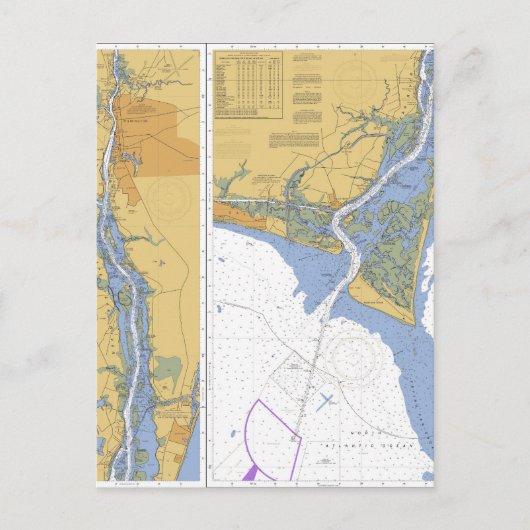 Kaapfeaar, NC Nautical Chart Briefkaart (Voorkant)