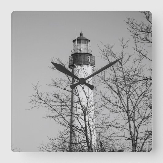 Kaapje mag licht b/w vierkante klok (Voorkant)