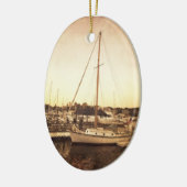 Kaapkabeljauw Sailboat Kerstversiering Keramisch Ornament (Links)
