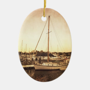 Kaapkabeljauw Sailboat Kerstversiering Keramisch Ornament