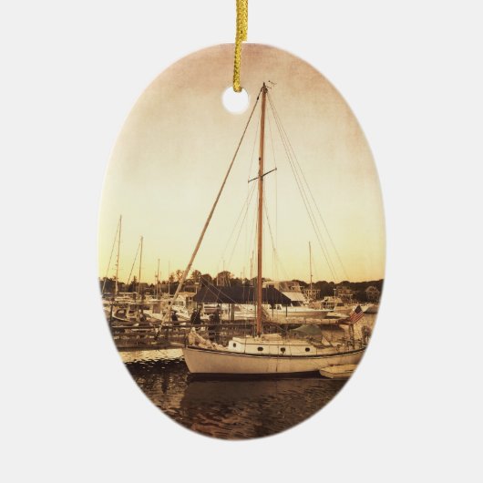 Kaapkabeljauw Sailboat Kerstversiering Keramisch Ornament (Voorkant)