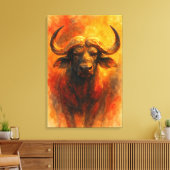 Kaapse buffel Zuid-Afrika wandkunst schilderij can Canvas Afdruk (Insitu (Woonkamer))