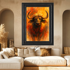 Kaapse buffel Zuid-Afrika wandkunst schilderij can Canvas Afdruk