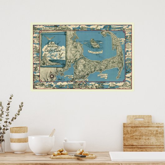  Kaapskaartkaart, Massachusetts Poster (Keuken)