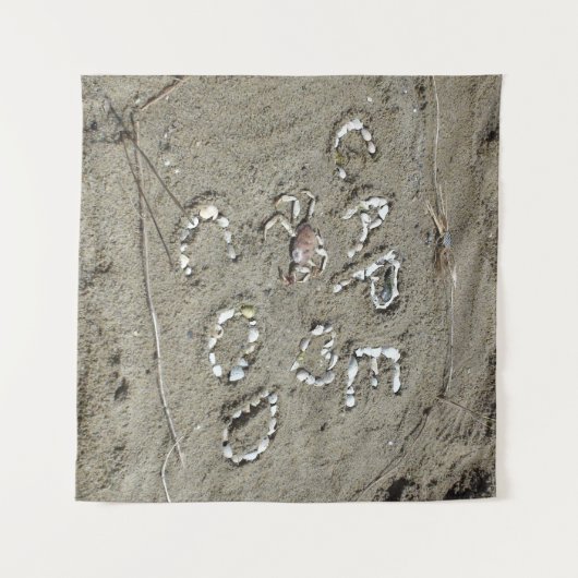 Kaapskabeljauw gespeld in schelpen en krab-zandstr wandkleed (Voorkant (horizontaal))