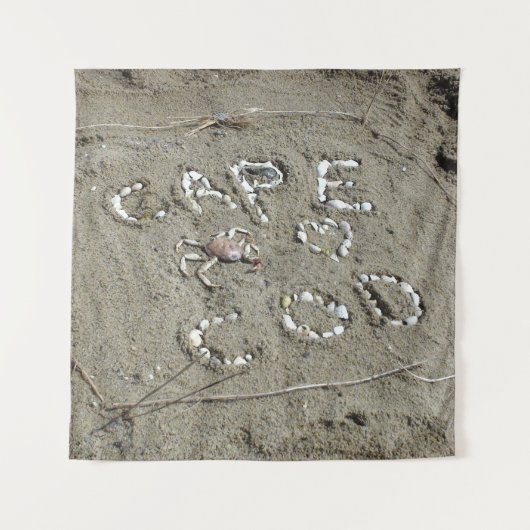 Kaapskabeljauw gespeld in schelpen en krab-zandstr wandkleed (Voorkant)