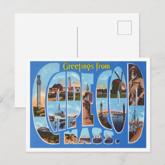 Kaapskabeljauw, Massachusetts Travel Briefkaart (Voorkant / Achterkant)